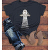 Women's Coffee T Shirt UFO Alien Hipster Shirt Abduct Coffee Graphic Tee Geek Space Shirts