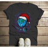 Men's Earth Christmas Shirt Geek Shirt Christmas Geek Shirts Graphic Tee Santa Hat T Shirt