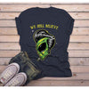 Men's Alien T Shirt We Still Believe Shirt UFO Space Geek Graphic Tee Smoking Extraterrestrial