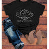 Women's Geek Shirt Saturn Shirts Planet Music Graphic Tee Sound Universe Record Hipster Shirt