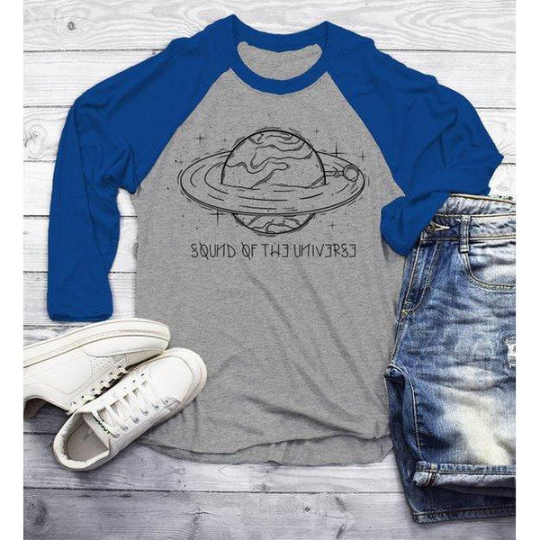Men's Geek Shirt Saturn Shirts Planet Music Graphic Tee Sound Universe Record Hipster Shirt 3/4 Sleeve Raglan-Shirts By Sarah