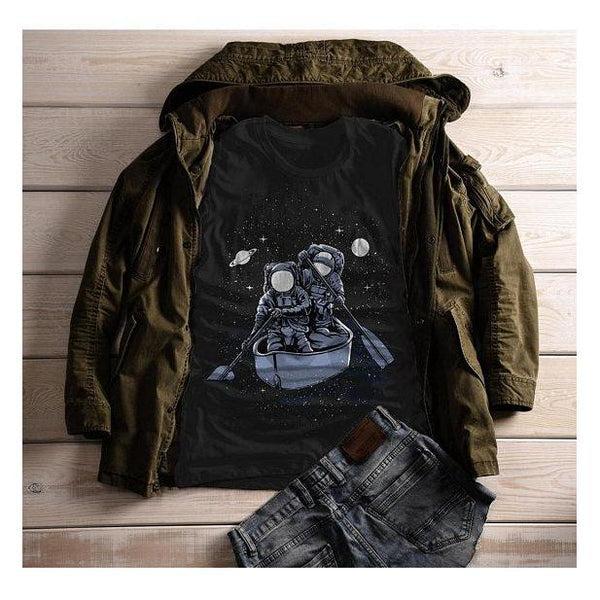 Women's Astronaut T Shirt Rowing Through Space Graphic Tee Journey Geek Shirt Nerd Shirts-Shirts By Sarah