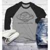 Men's Geek Shirt Saturn Shirts Planet Music Graphic Tee Sound Universe Record Hipster Shirt 3/4 Sleeve Raglan