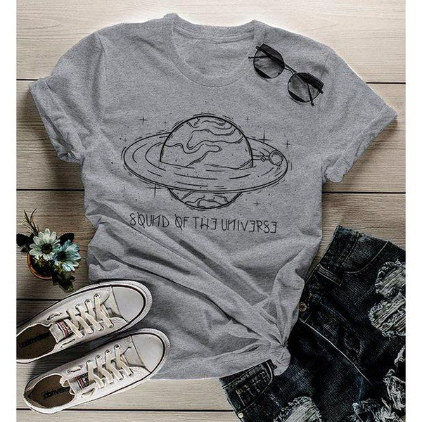 Women's Geek Shirt Saturn Shirts Planet Music Graphic Tee Sound Universe Record Hipster Shirt-Shirts By Sarah