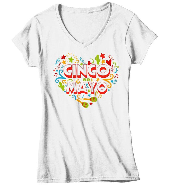Women's Cinco De Mayo T Shirt Mexico Heart Shirts Mexican 5th May Graphic Tee Mexican Pride Tshirt-Shirts By Sarah