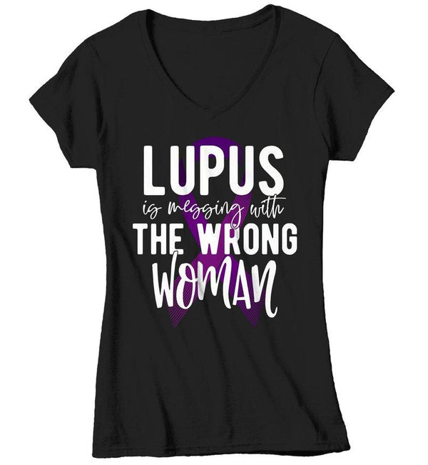 Women's Lupus Shirt Purple Ribbon Lupus T-Shirt Lupus Messing With Wrong Woman-Shirts By Sarah