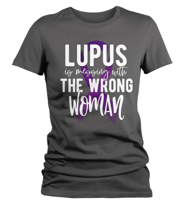 Women's Lupus Shirt Purple Ribbon Lupus T-Shirt Lupus Messing With Wrong Woman-Shirts By Sarah