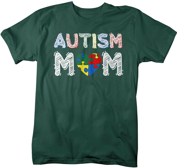 Men's Autism Mom Shirt Puzzle Heart Autism Shirts Awareness Tee Moms Mother Heart Support Tee-Shirts By Sarah