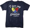 Men's Autism Grandpa T-Shirt Puzzle Heart Autism Shirts Love My Grandson To Pieces Awareness TShirt