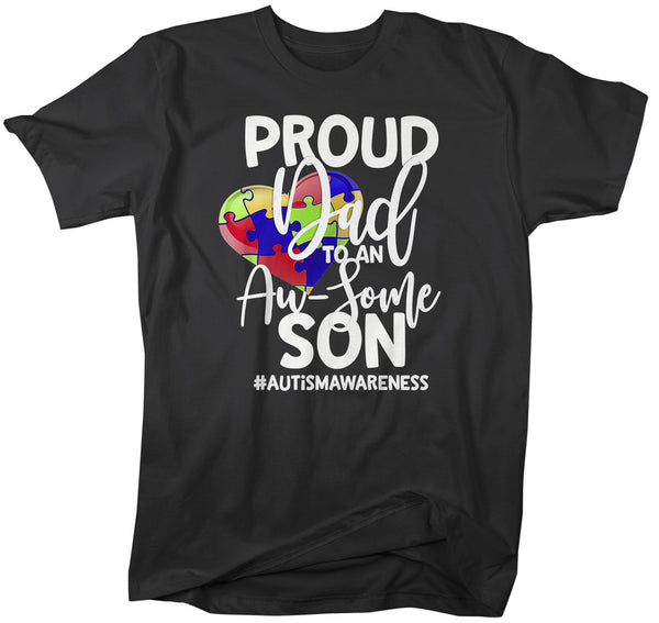Men's Autism Dad Shirt Autism Shirts Proud Dad Au-Some Son Tee Dads Father Heart Awareness Tee-Shirts By Sarah