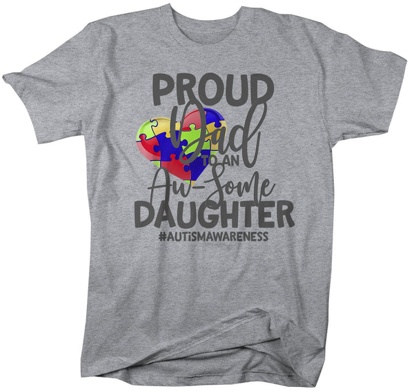 Men's Autism Dad Shirt Autism Shirts Proud Dad Au-Some Daughter Tee Dads Father Heart Awareness Tee-Shirts By Sarah