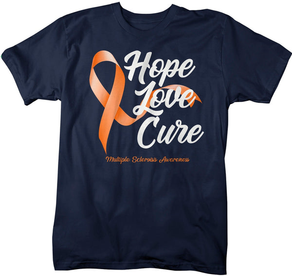 Men's MS T-shirt Hope Love Cure Multiple Sclerosis Shirts Orange Ribbon TShirt MS Shirts-Shirts By Sarah