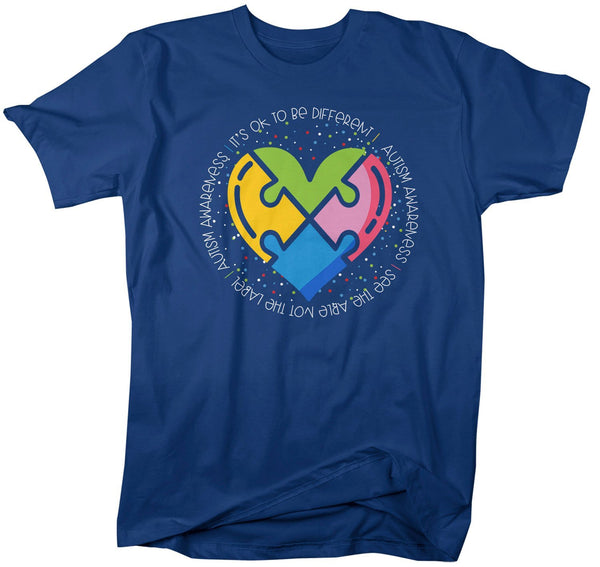 Men's Autism Awareness T Shirt Be Different Puzzle Heart Autism Shirt See Able TShirt Support Tee-Shirts By Sarah