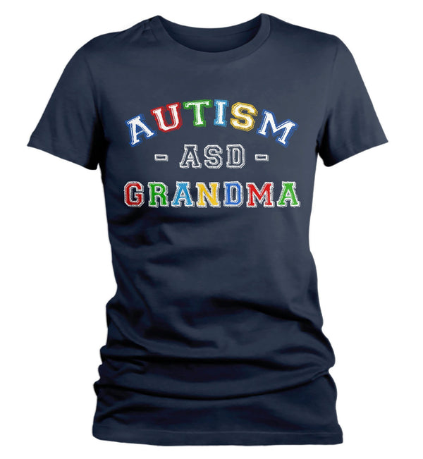 Women's Autism Grandma Shirt ASD Autism Spectrum Shirts Awareness Tee Grandmas Grandmother Support Tee-Shirts By Sarah