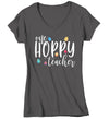 Women's Easter Teacher T-Shirt One Hoppy Teacher Shirt Teachers Shirts Cute Easter Eggs Tshirt