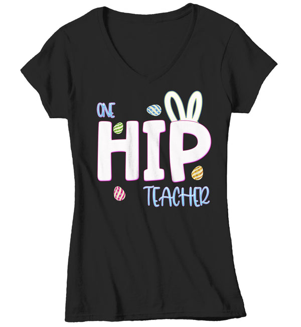 Women's Easter Teacher T-Shirt One Hip Teacher Shirt Teachers Shirts Cute Easter Bunny Tshirt-Shirts By Sarah