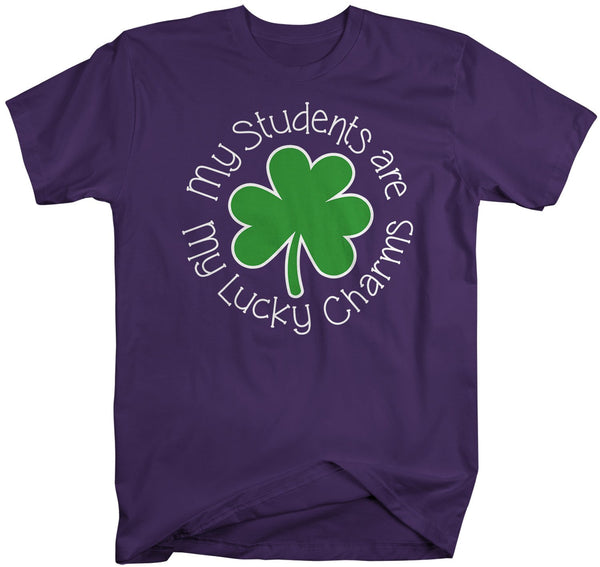 Men's Teacher T-Shirt St. Patrick's Day Shirts Students Are Lucky Charms Graphic Tee Tshirt Clover-Shirts By Sarah