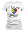 Women's Autism Grandma T-Shirt Puzzle Heart Autism Shirts Love My Grandson To Pieces Awareness TShirt
