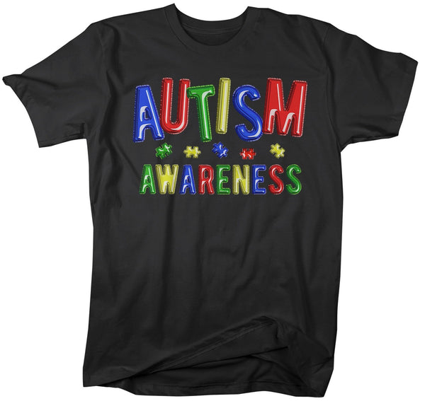 Men's Autism Awareness T-Shirt Puzzle Autism Shirts Colorful Balloons Fun Autistic Awareness TShirt-Shirts By Sarah