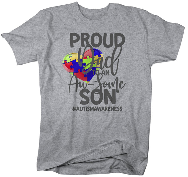 Men's Autism Dad Shirt Autism Shirts Proud Dad Au-Some Son Tee Dads Father Heart Awareness Tee-Shirts By Sarah