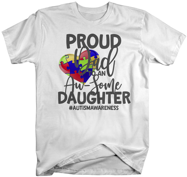 Men's Autism Dad Shirt Autism Shirts Proud Dad Au-Some Daughter Tee Dads Father Heart Awareness Tee-Shirts By Sarah