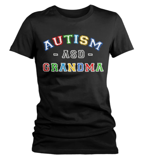 Women's Autism Grandma Shirt ASD Autism Spectrum Shirts Awareness Tee Grandmas Grandmother Support Tee-Shirts By Sarah