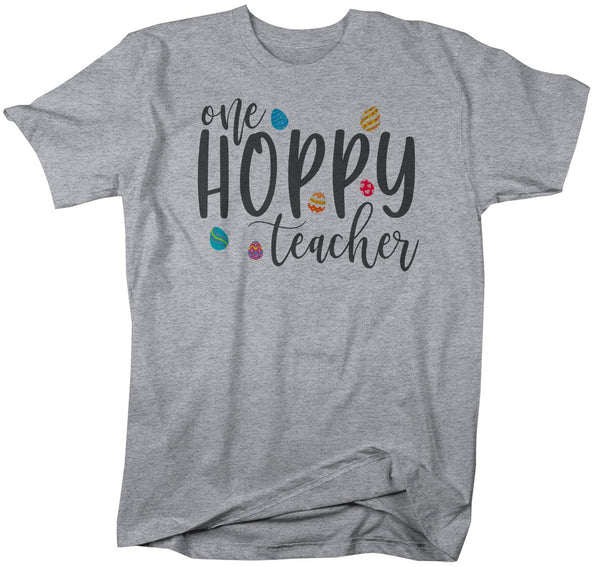 Men's Easter Teacher T-Shirt One Hoppy Teacher Shirt Teachers Shirts Cute Easter Eggs Tshirt-Shirts By Sarah