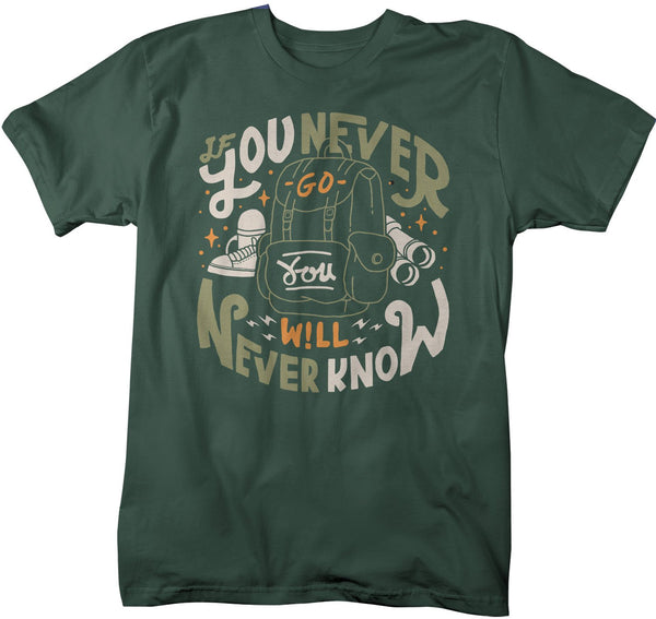 Men's Adventure T Shirt Camping Trekking Shirts If You Never Go Hipster Backpack Explore Graphic Tee-Shirts By Sarah