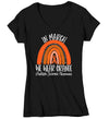 Women's V-Neck MS Shirt In March We Wear Orange T Shirt MS Tee Cute Rainbow Shirt Multiple Sclerosis Shirt Awareness Ladies V-Neck