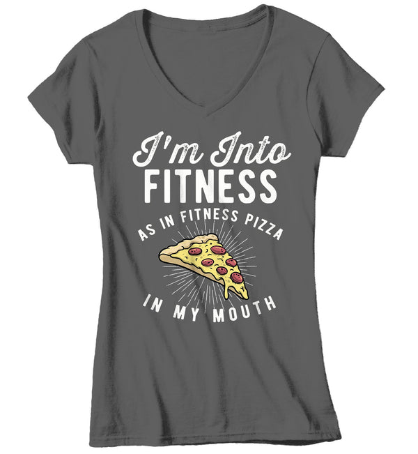 Women's Funny Pizza T Shirt Pizza Shirts Into Fitness Pizza In Mouth Workout Tee Foodie TShirt Pizza Shirts-Shirts By Sarah