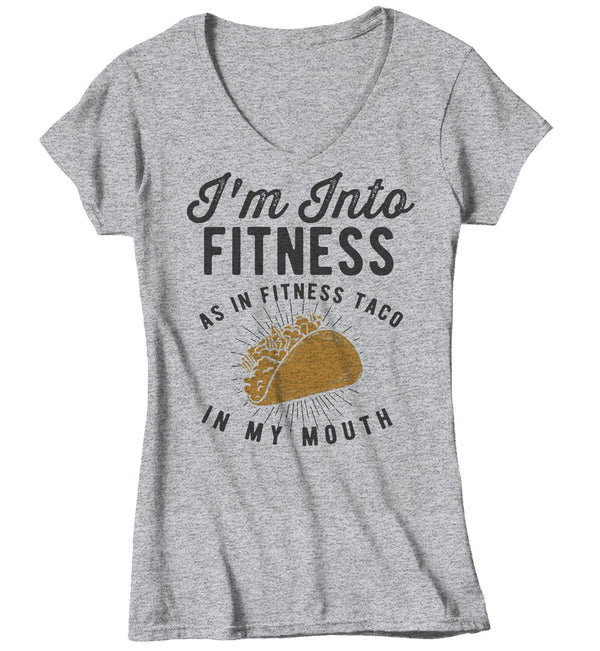 Women's Funny Taco T Shirt Taco Shirts Into Fitness Taco In Mouth Workout Tee Foodie TShirt Tacos Shirts-Shirts By Sarah