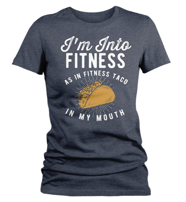 Women's Funny Taco T Shirt Taco Shirts Into Fitness Taco In Mouth Workout Tee Foodie TShirt Tacos Shirts-Shirts By Sarah