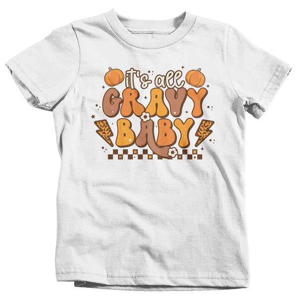 Kids Funny Thanksgiving T-Shirt Retro Shirt It's All Gravy Baby Tee Vintage Turkey Day Festive Holiday Funny Graphic Tshirt Unisex Youth-Shirts By Sarah