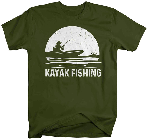 Men's Fishing Kayaker Shirt Fisherman Kayak T Shirt Kayaking Catch Fish Gift Paddle River Lake Outdoor Man Unisex Tee-Shirts By Sarah