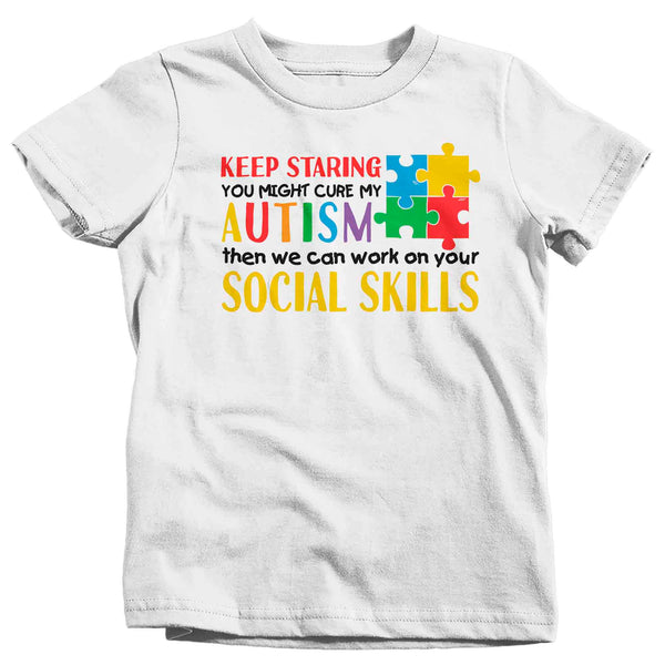 Kids Autism T Shirt Keep Staring Shirt Social Skills T-Shirt Spectrum Disorder TShirt Autistic ASD Tee Unisex Youth Boy's Girl's-Shirts By Sarah
