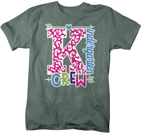 Men's Kindergarten Teacher T Shirt Kindergarten Crew T Shirt Cute Leopard Print Shirt K Teacher Gift Shirts-Shirts By Sarah