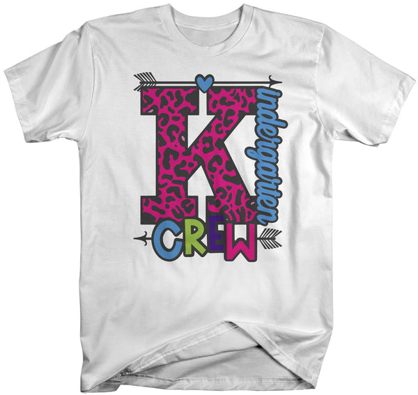 Men's Kindergarten Teacher T Shirt Kindergarten Crew T Shirt Cute Leopard Print Shirt K Teacher Gift Shirts-Shirts By Sarah