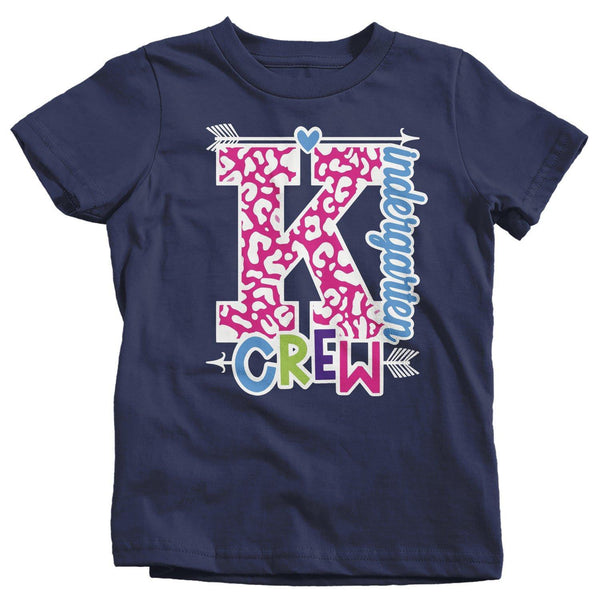 Girls Kindergarten T Shirt Kindergarten Crew T Shirt Cute Leopard Print Shirt Kindergarten Back To School Shirts-Shirts By Sarah