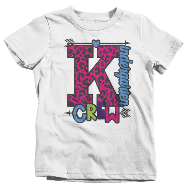 Girls Kindergarten T Shirt Kindergarten Crew T Shirt Cute Leopard Print Shirt Kindergarten Back To School Shirts-Shirts By Sarah