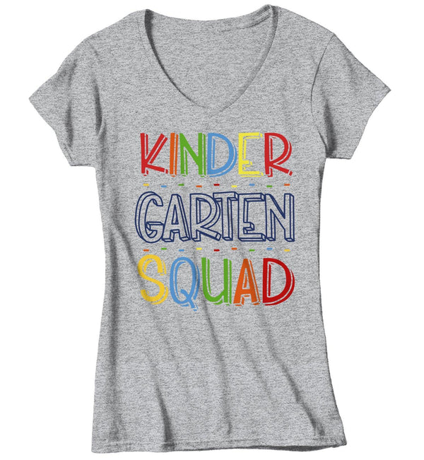 Women's Kindergarten Teacher T Shirt Kindergarten Squad T Shirt Cute Back To School Shirt Teacher Gift Shirts-Shirts By Sarah