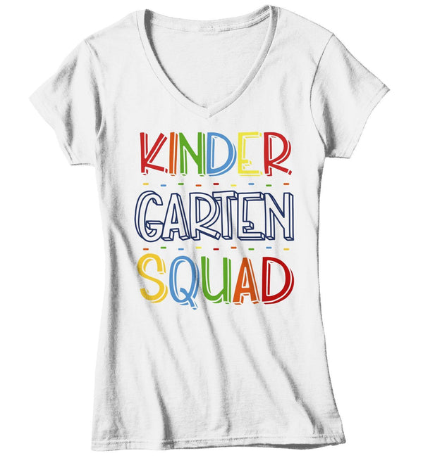 Women's Kindergarten Teacher T Shirt Kindergarten Squad T Shirt Cute Back To School Shirt Teacher Gift Shirts-Shirts By Sarah