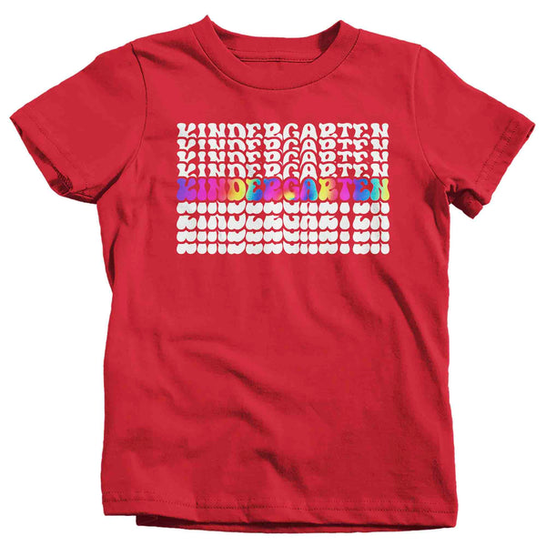 Kids Cute School T Shirt Kindergarten Shirts Stacked Font Graphic Tee Tie Dye Pattern Back To School Tshirt Unisex Boys Girls-Shirts By Sarah