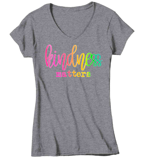 Women's V-Neck Kindness Shirt Kindness Matters T Shirt Kind Shirt LGBT Support Shirt Ally T Shirt Inspirational Saying Tee Ladies V-Neck-Shirts By Sarah