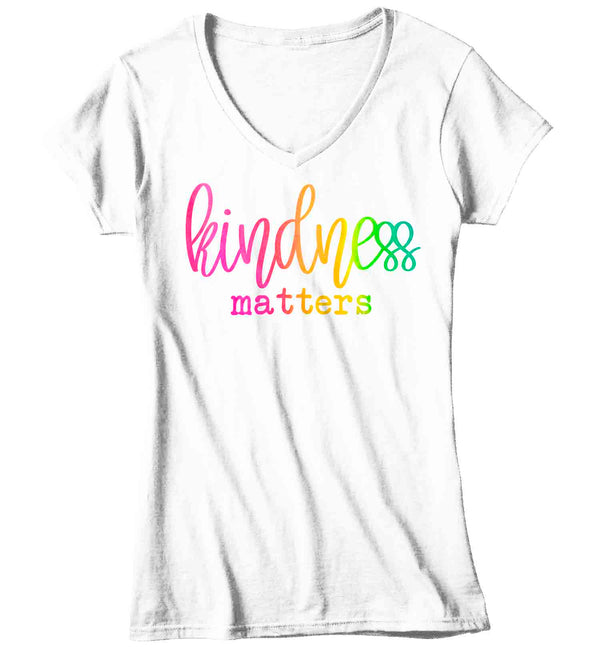 Women's V-Neck Kindness Shirt Kindness Matters T Shirt Kind Shirt LGBT Support Shirt Ally T Shirt Inspirational Saying Tee Ladies V-Neck-Shirts By Sarah