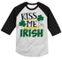 Shirts By Sarah Youth Funny ST. Patrick's Day T-Shirt Kiss Me I'm Almost Irish ¾ Sleeve Raglan-Shirts By Sarah