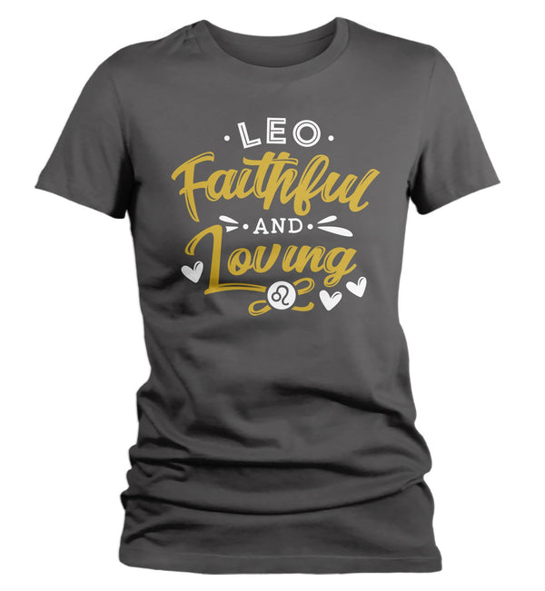 Women's Leo T-Shirt Faithful and Loving Shirt Horoscope Shirt Astrology Shirts Leo TShirt Astrological-Shirts By Sarah