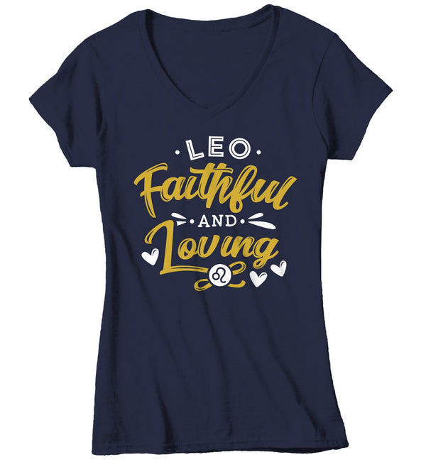 Women's Leo T-Shirt Faithful and Loving Shirt Horoscope Shirt Astrology Shirts Leo TShirt Astrological-Shirts By Sarah