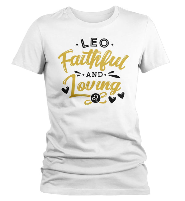 Women's Leo T-Shirt Faithful and Loving Shirt Horoscope Shirt Astrology Shirts Leo TShirt Astrological-Shirts By Sarah