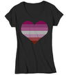 Women's V-Neck LGBT T Shirt Lesbian Pride Shirts Heart Lesbian T Shirt Heart Shirts Lesbian Pride T Shirts
