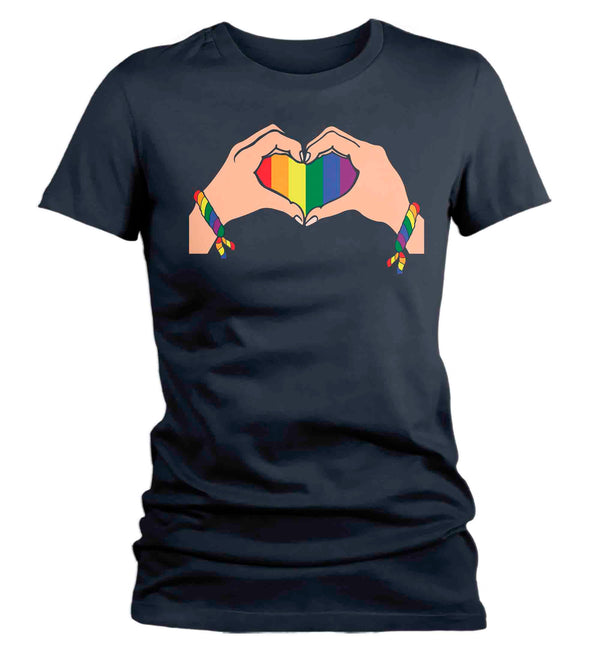 Women's Ally LGBT T Shirt LGBT Support Shirt Friends Heart Hands Best Friends Shirts Inspirational LGBT Shirts Gay Support Tee Ladies-Shirts By Sarah
